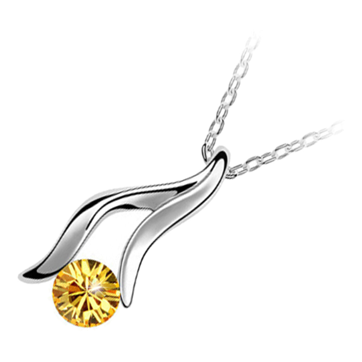 925 Sterling Silver Coated Giving Hand Pendant Necklace with Crystal