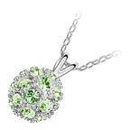925 Sterling Silver Coated Crystal Ball Pendant Necklace with Sparkling Crystals