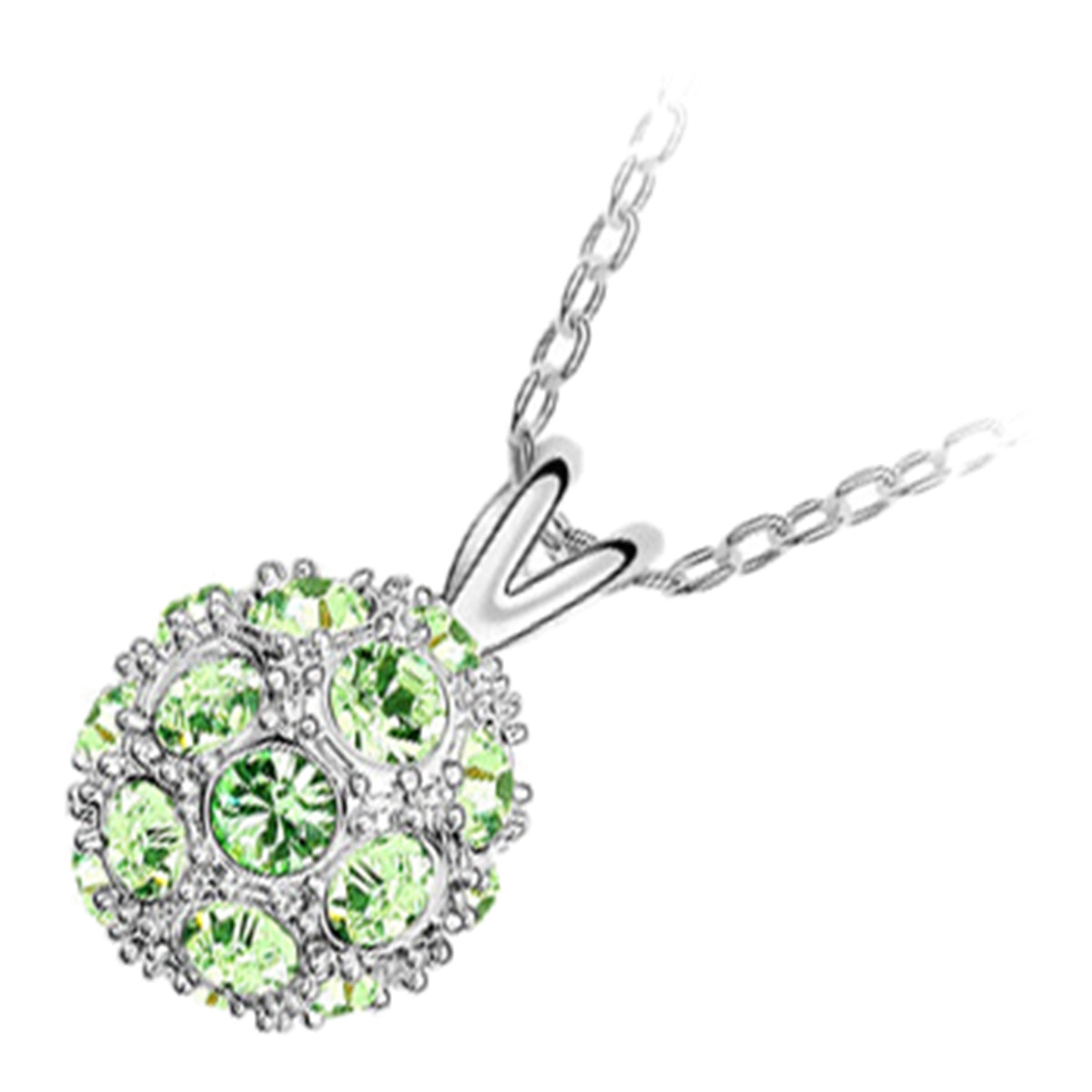 925 Sterling Silver Coated Crystal Ball Pendant Necklace with Sparkling Crystals