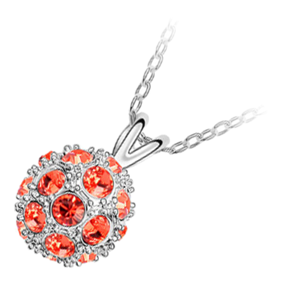 925 Sterling Silver Coated Crystal Ball Pendant Necklace with Sparkling Crystals