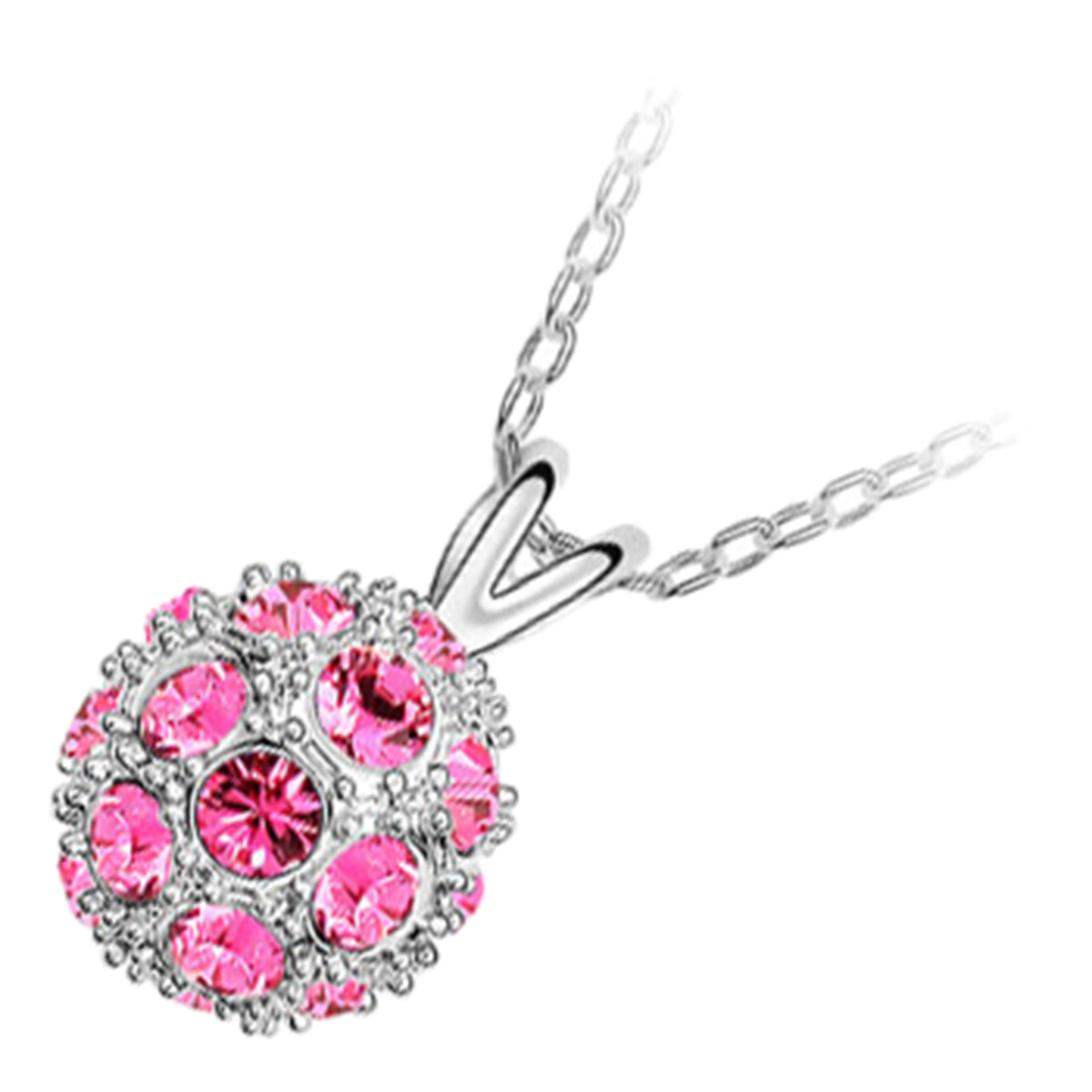 925 Sterling Silver Coated Crystal Ball Pendant Necklace with Sparkling Crystals