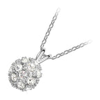 925 Sterling Silver Coated Crystal Ball Pendant Necklace with Sparkling Crystals