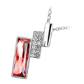 925 Sterling Silver Coated Rectangular Bar Pendant Necklace with White Stones and Crystal