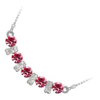 925 Sterling Silver Coated Round Crystals and Stone-Paved Bars Elongated Pendant Necklace