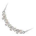 925 Sterling Silver Coated Round Crystals and Stone-Paved Bars Elongated Pendant Necklace - Diamond Clear