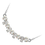 925 Sterling Silver Coated Round Crystals and Stone-Paved Bars Elongated Pendant Necklace - Diamond Clear