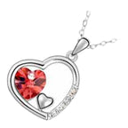 925 Sterling Silver Coated Heart Pendant Necklace with Crystal and Solid Small Heart