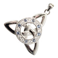 925 Sterling Silver Pendant Necklace with Celtic Trinity Knot and Circle Paved with Stones