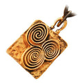 Celtic Newgrange Triple Circle Spirals Necklace in Precious Metal Coated Square Pendant