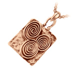 Celtic Newgrange Triple Circle Spirals Necklace in Precious Metal Coated Square Pendant