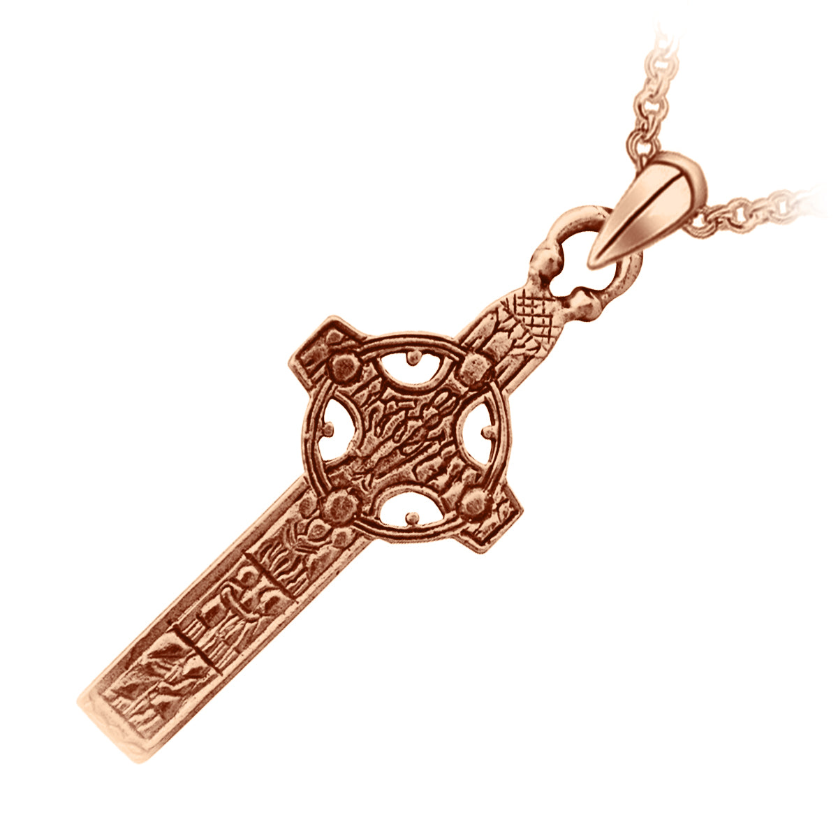 Celtic Cross of the Scriptures Precious Metal Coated Clonmacnoise High Cross Pendant Necklace