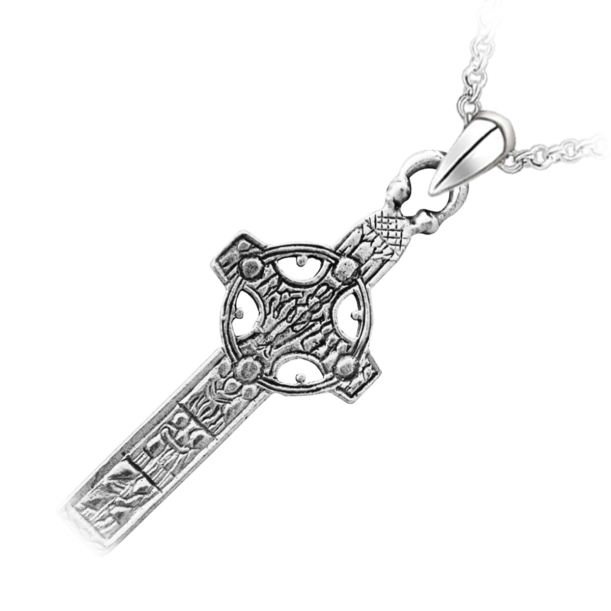 Celtic Cross of the Scriptures Precious Metal Coated Clonmacnoise High Cross Pendant Necklace