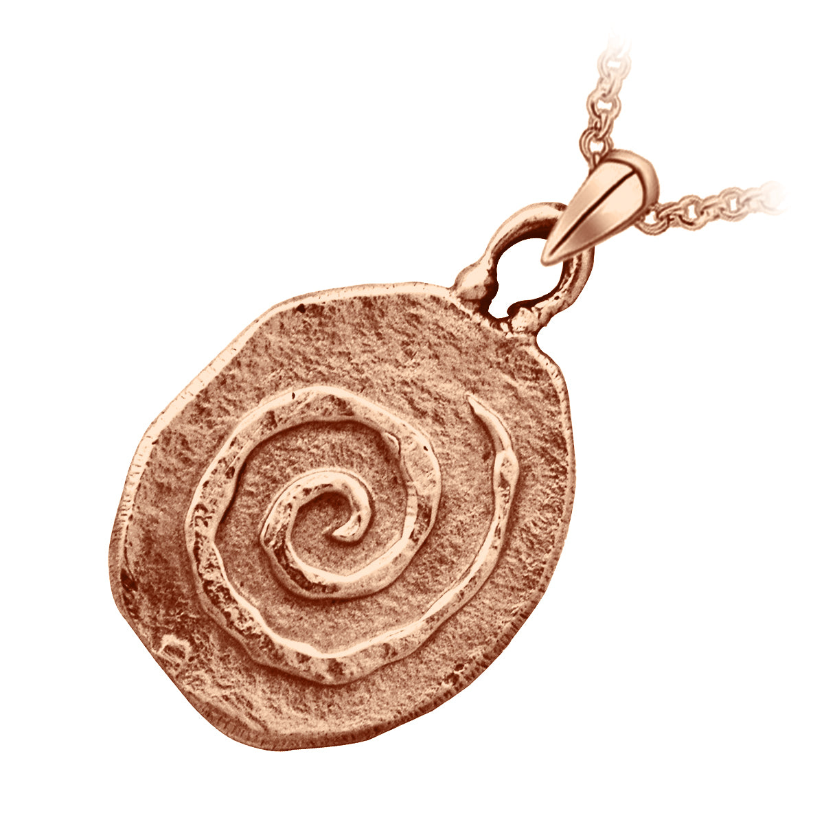 Precious Metal Coated Celtic Circle Spiral of Ancient Stone Engravings Pendant Necklace