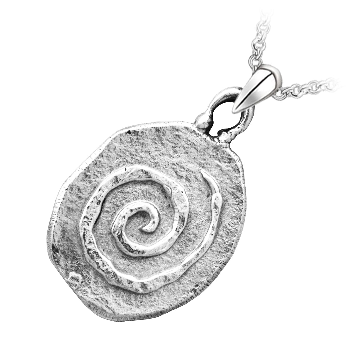 Precious Metal Coated Celtic Circle Spiral of Ancient Stone Engravings Pendant Necklace