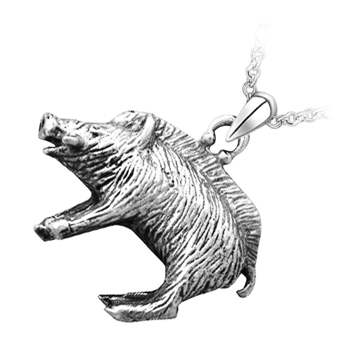 Precious Metal Coated Celtic Wild Boar Pendant Necklace