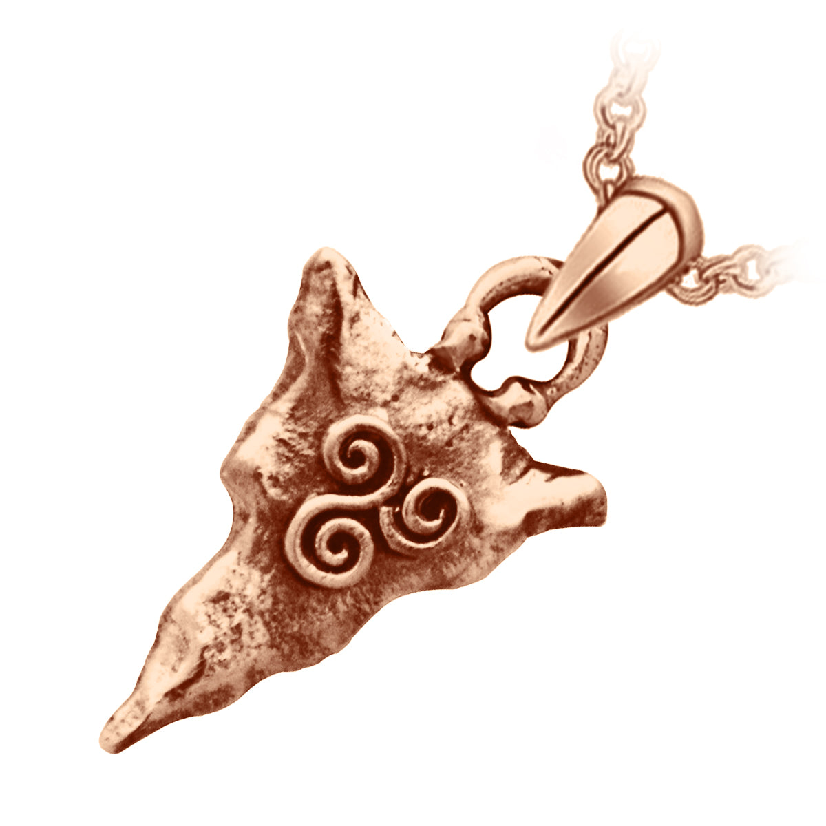 Precious Metal Coated Celtic Flint Pendant Necklace Adorned with Spirals from Newgrange Ancient Engravings