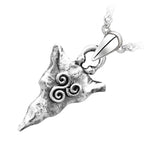 Precious Metal Coated Celtic Flint Pendant Necklace Adorned with Spirals from Newgrange Ancient Engravings