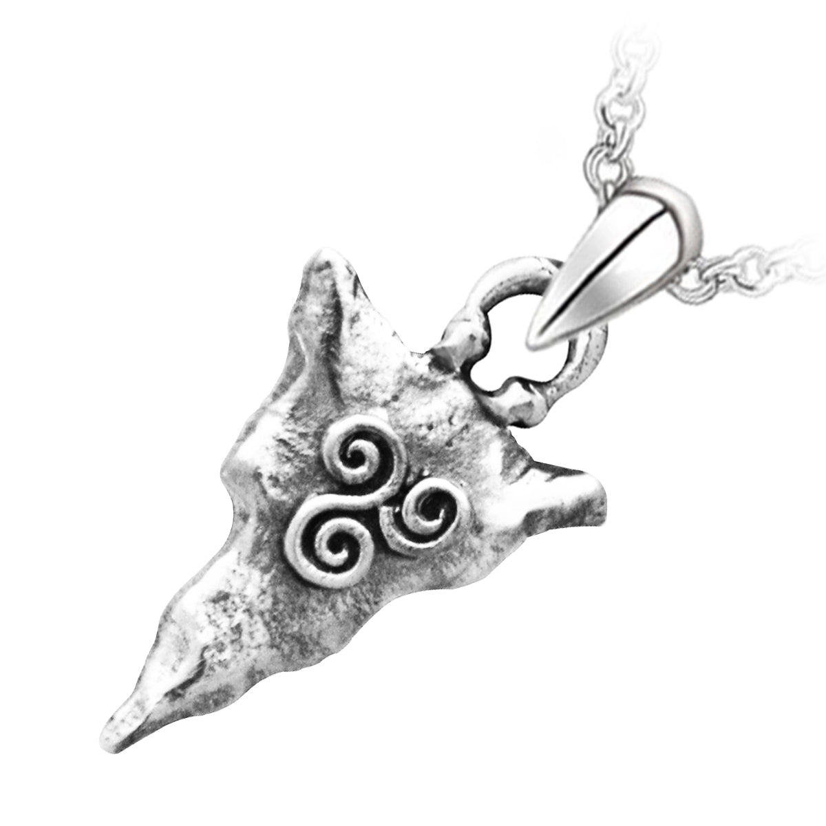 Precious Metal Coated Celtic Flint Pendant Necklace Adorned with Spirals from Newgrange Ancient Engravings