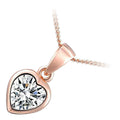 Precious Metal Coated Heart Shaped Sparkling AAA Clear CZ Crystal Pendant Necklace