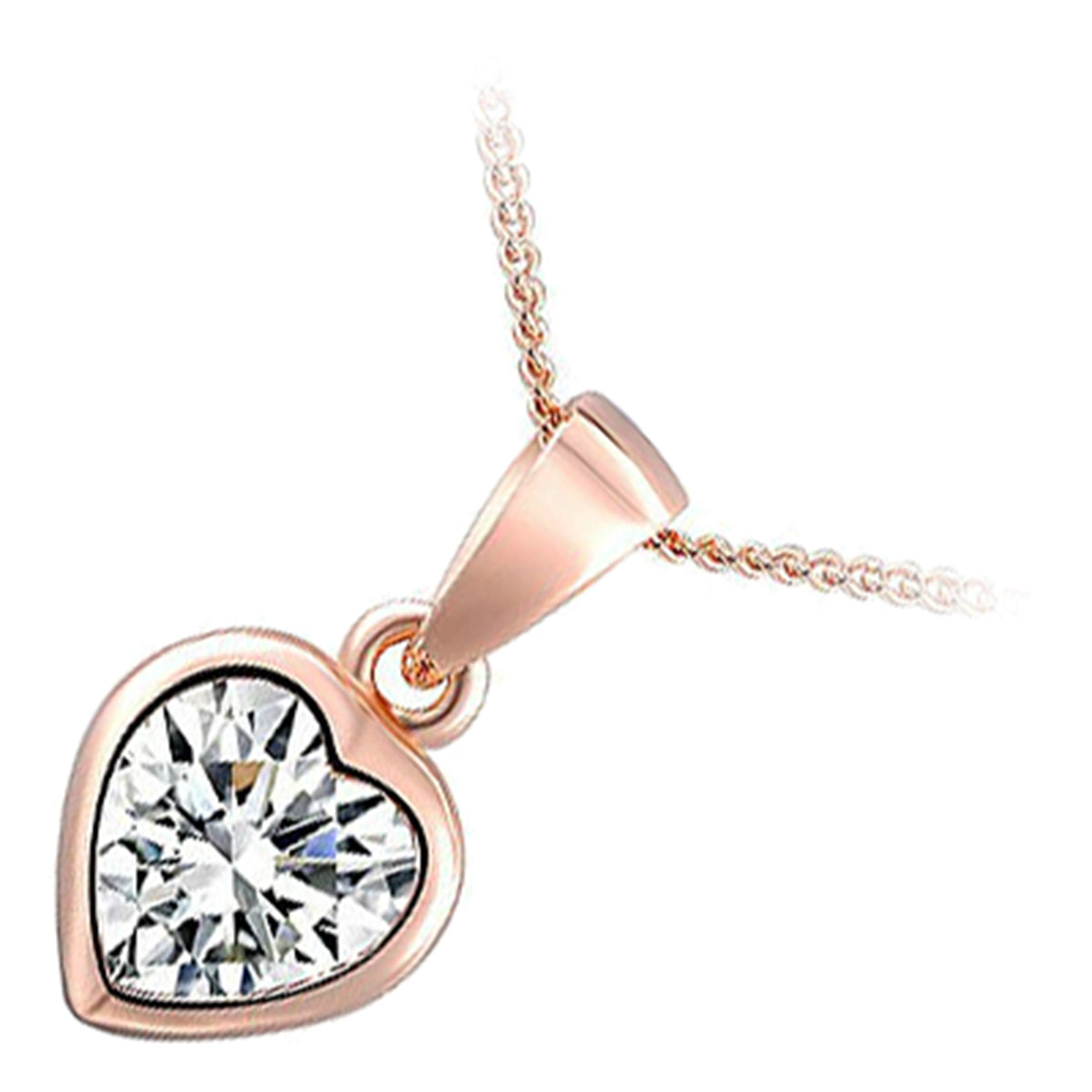 Precious Metal Coated Heart Shaped Sparkling AAA Clear CZ Crystal Pendant Necklace
