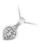 Precious Metal Coated Heart Shaped Sparkling AAA Clear CZ Crystal Pendant Necklace