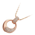 Precious Metal Coated Circle Pendant Necklace Graced with Sparkling Diamond Clear Crystals