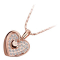 Precious Metal Coated Heart Form Pendant Necklace Adorned with White Crystals