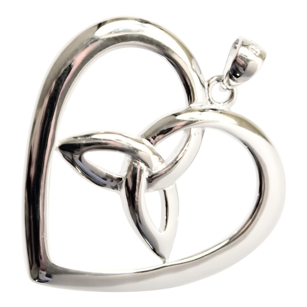 Heart Interlaced with Celtic Trinity Knot Pendant Necklace in 925 Sterling Silver or Precious Metal Coated