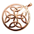 Circle Pendant Necklace with Celtic Trinity Knots Inside in 925 Sterling Silver or Precious Metal Coated
