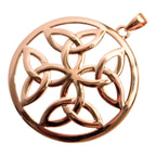 Circle Pendant Necklace with Celtic Trinity Knots Inside in 925 Sterling Silver or Precious Metal Coated