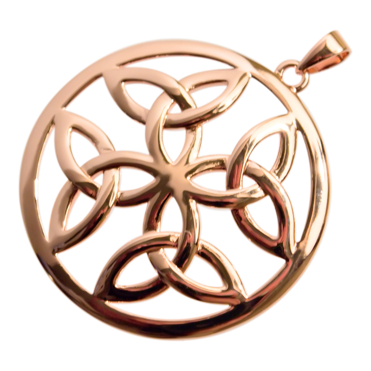 Circle Pendant Necklace with Celtic Trinity Knots Inside in 925 Sterling Silver or Precious Metal Coated