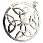 Circle Pendant Necklace with Celtic Trinity Knots Inside in 925 Sterling Silver or Precious Metal Coated