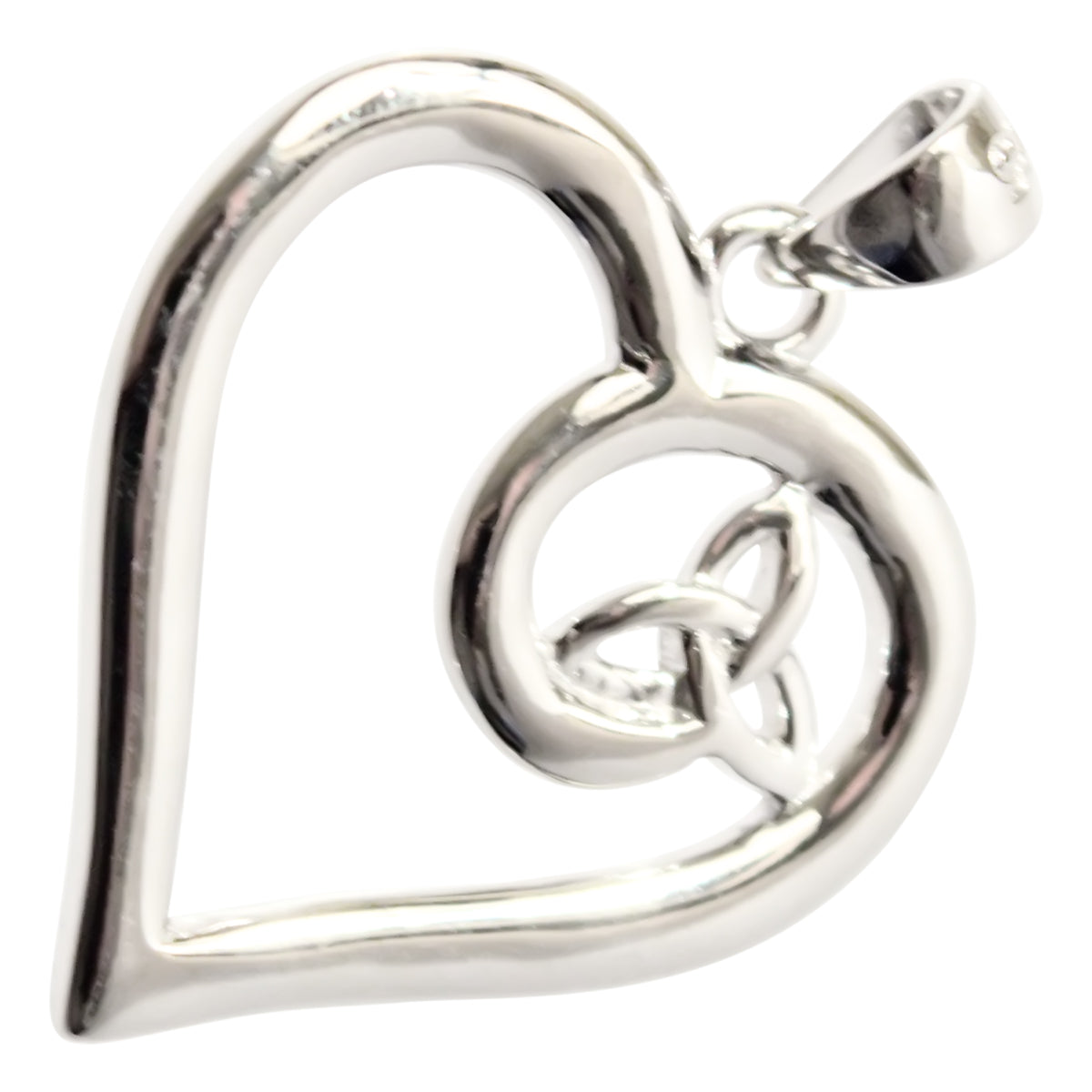 Heart Holding Celtic Trinity Knot Pendant Necklace in 925 Sterling Silver or Precious Metal Coated