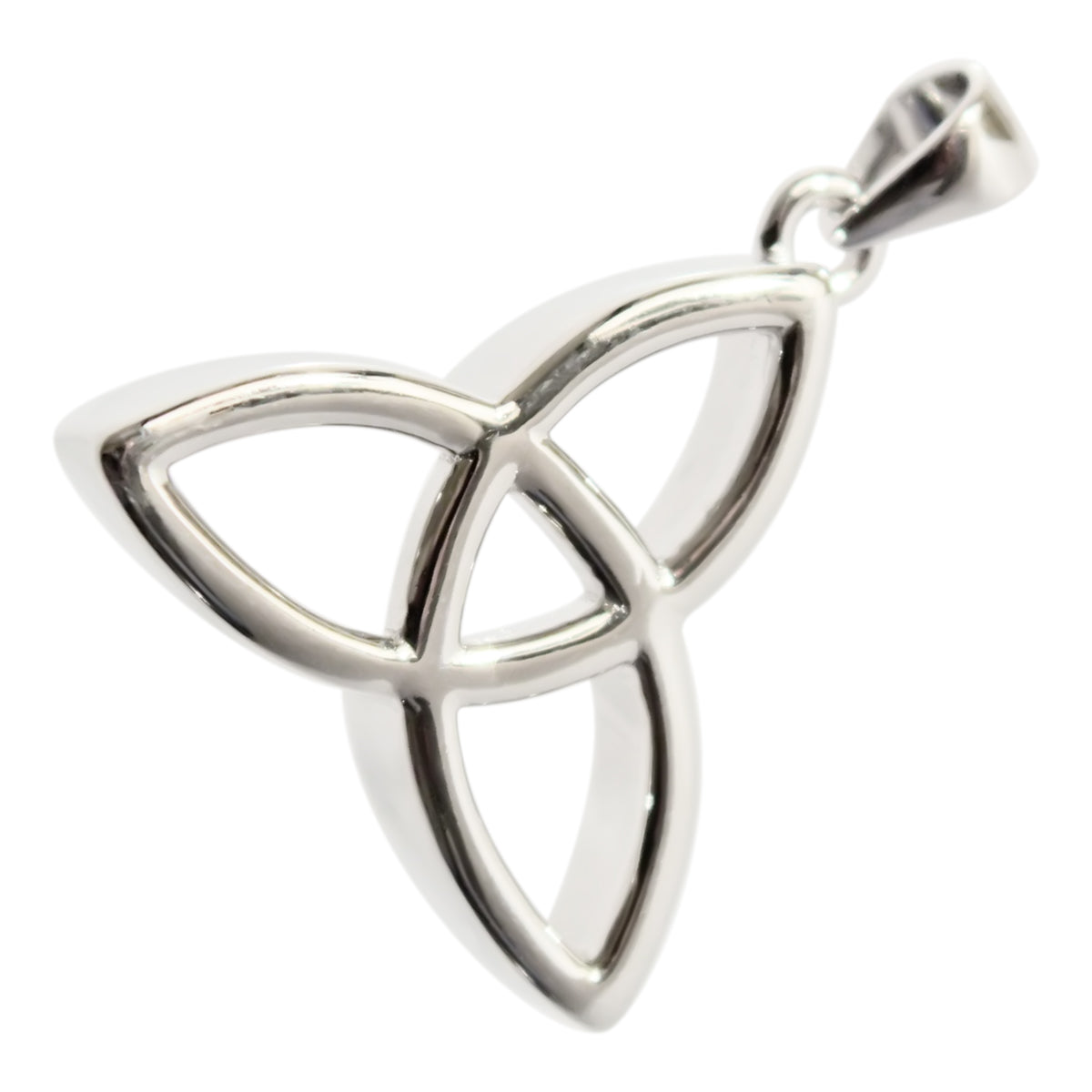 Thick Celtic Trinity Knot Pendant Necklace in 925 Sterling Silver or Precious Metal Coated