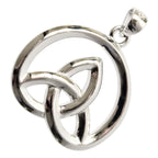 Celtic Trinity Knot in Circle Pendant Necklace in 925 Sterling Silver or Precious Metal Coated