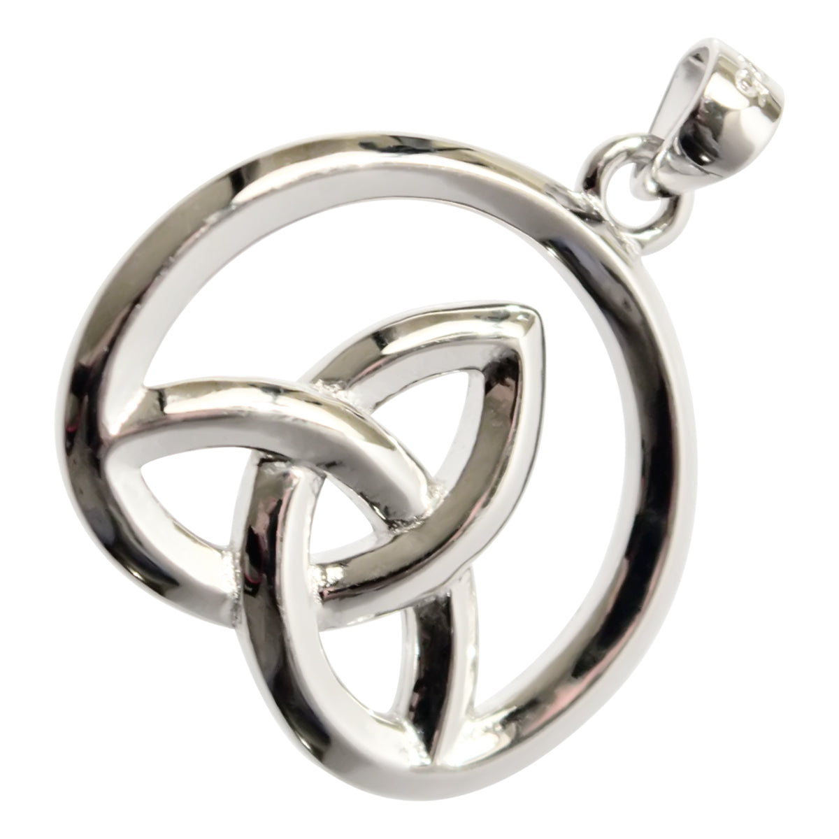 Celtic Trinity Knot in Circle Pendant Necklace in 925 Sterling Silver or Precious Metal Coated