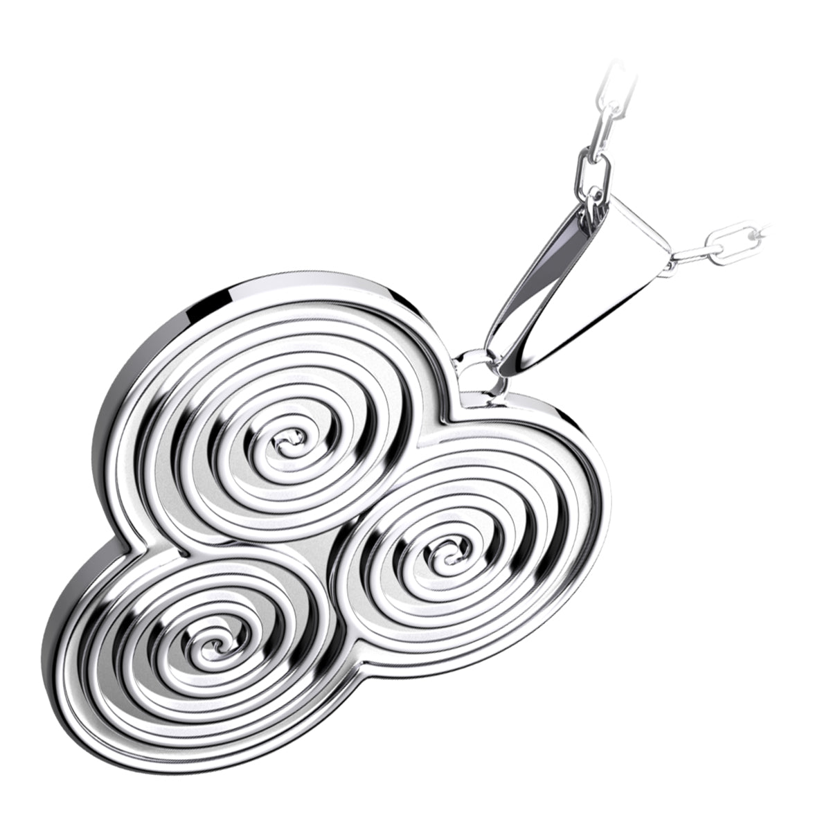 Triskelion Triple Celtic Spiral Double Sided Pendant Necklace in 925 Sterling Silver or Precious Metal Coated