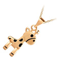 Precious Metal Coated Black Dotted Giraffe Shaped Animal Pendant Necklace