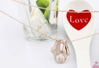 Precious Metal Coated Cat Couple Pendant Necklace with Sparkling Diamond Clear Stones - 18ct Yellow Gold