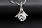 Precious Metal Coated Floral Design Pendant Necklace with Sparkling AAA Zircon Round Crystal Berry and White Stone Accents - 18ct White Gold