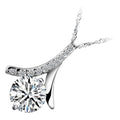 Precious Metal Coated Floral Design Pendant Necklace with Sparkling AAA Zircon Round Crystal Berry and White Stone Accents