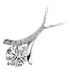 Precious Metal Coated Floral Design Pendant Necklace with Sparkling AAA Zircon Round Crystal Berry and White Stone Accents
