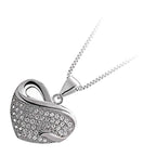Precious Metal Coated Heart Pendant Necklace Paved with Sparkling White CZ Stones