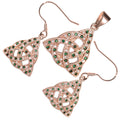 18K Rose Gold Coated Jewellery Set Celtic Trinity Knot Interlaced with Circle Ornated with CZ Stones Earrings and Pendant Necklace