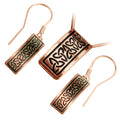 Jewellery Set Earrings and Pendant Necklace with 18K Rose Gold Coated 925 Sterling Silver Rectangular Celtic Trinity Knots in Enamel