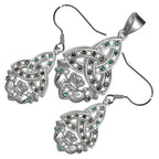 18K White Gold Coated Jewellery Set Celtic Trinity Knot Paved with Zircon Stones Unusual Claddagh Love Earrings and Pendant Necklace