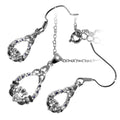 18K White Gold Coated Jewellery Set Claddagh Adorned with CZ Stones and Celtic Trinity Knot Atop Unique Teardrop Earrings and Pendant Necklace
