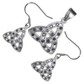 18K White Gold Coated Jewellery Set Celtic Trinity Knot Embellished with Cubic Zirconia Stones Earrings and Pendant Necklace
