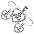 18K White Gold Coated Jewellery Set Celtic Trinity Knot Inside Heart Ornated with Zircon Stones Unusual Love Earrings and Pendant Necklace