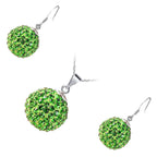 Jewellery Set 925 Sterling Silver Coated Pendant Necklace and Earrings Adorned with Sparkling Crystal Balls